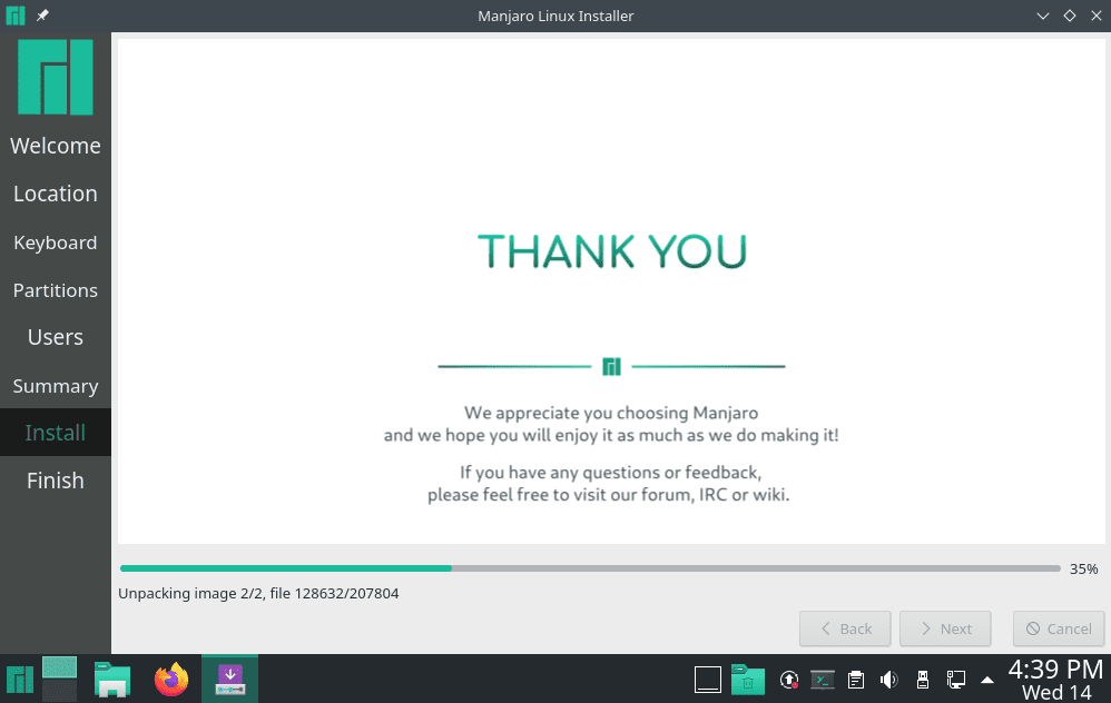 Manjaro Linux Installer - Installation