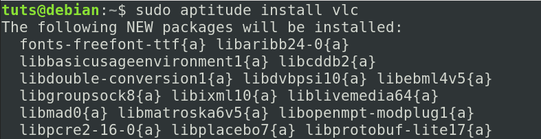 Aptitude install command