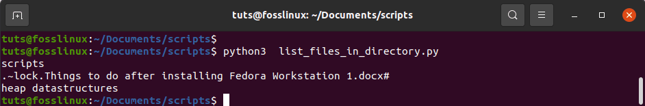 List files in a directory