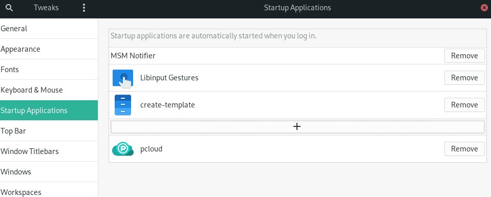 pCloud Added to startup applications 2