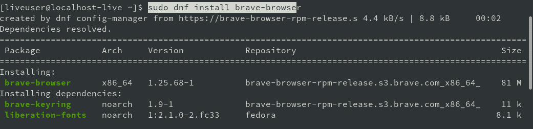 Install Brave