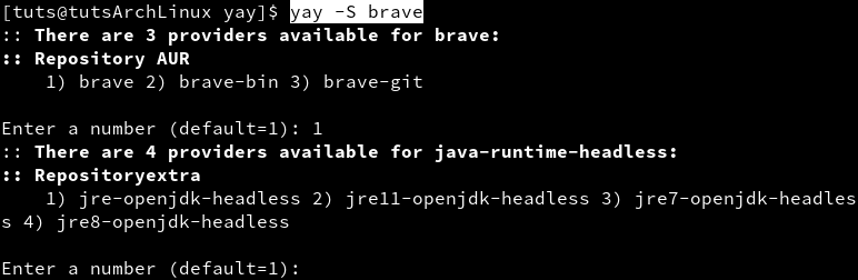 Install brave with yay