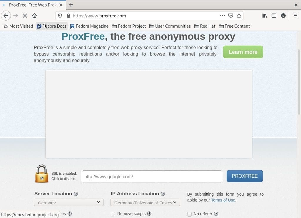 Proxfree Web proxy