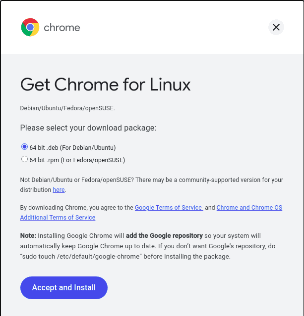 Download and Install chrome for Ubuntu