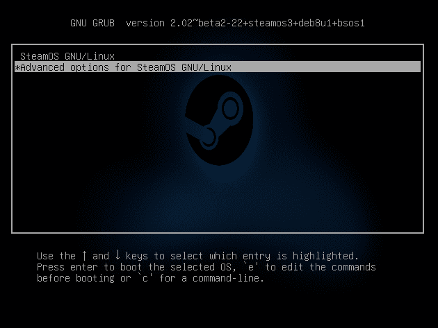 SteamOS GRUB Menu