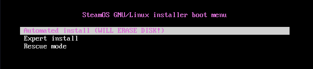 SteamOS Installer Boot Menu