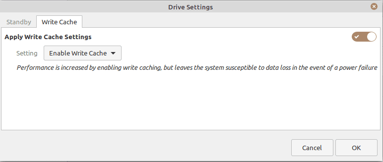 enable HDD Drive Caching