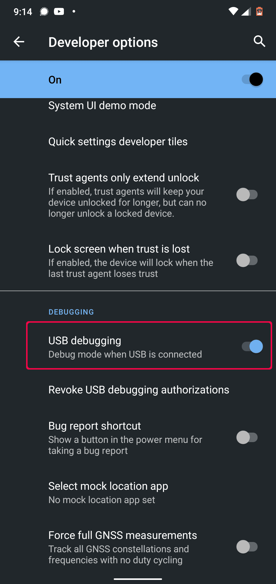 Turn On USB Debugging