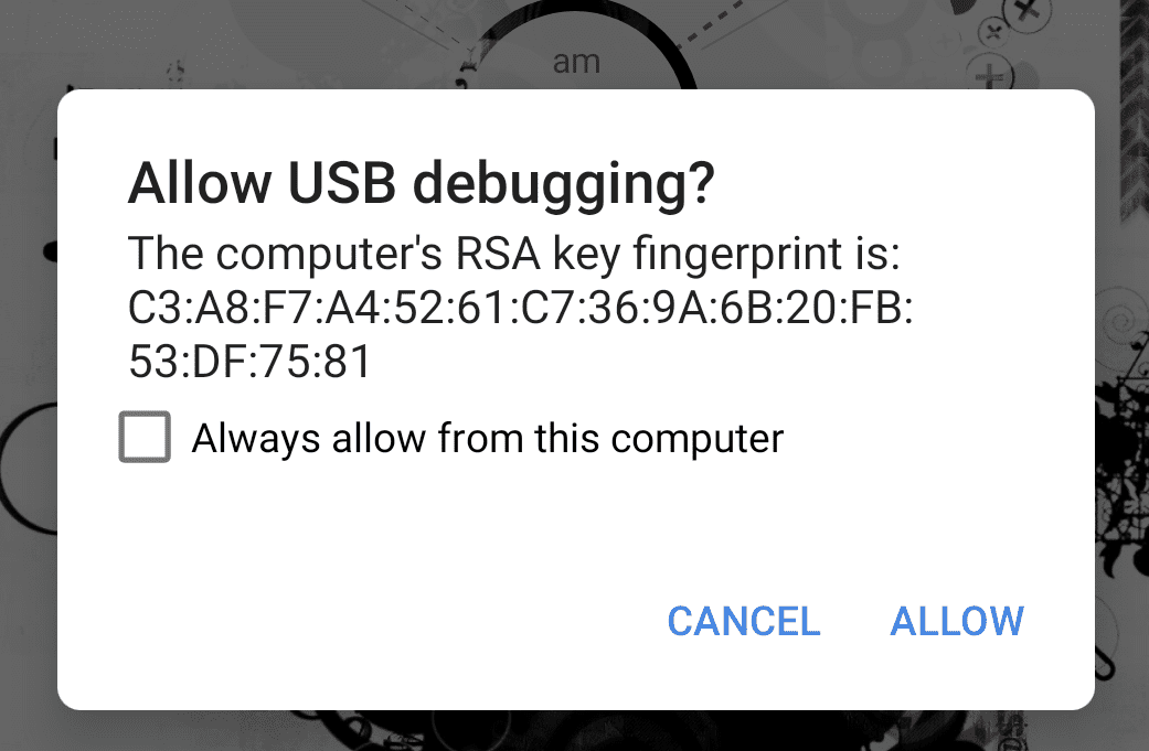 Authorize USB Debugging