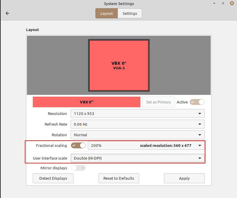 Enable Fractional Scaling