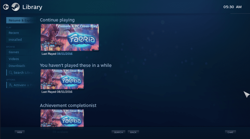 SteamOS Game Library