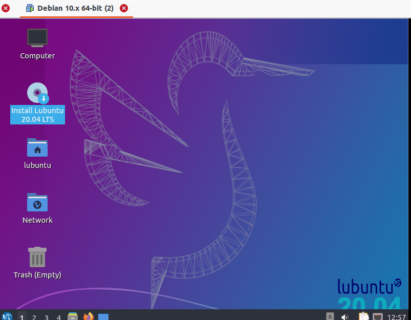 Click "install Lubuntu 20.04 LTS" from your desktop to start the installation process