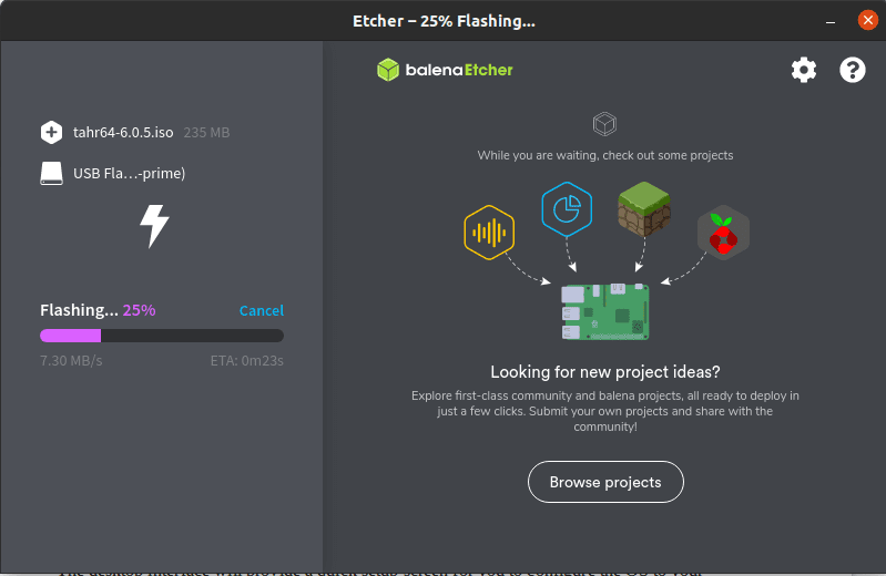 Creating a live USB drive with Balena Etcher