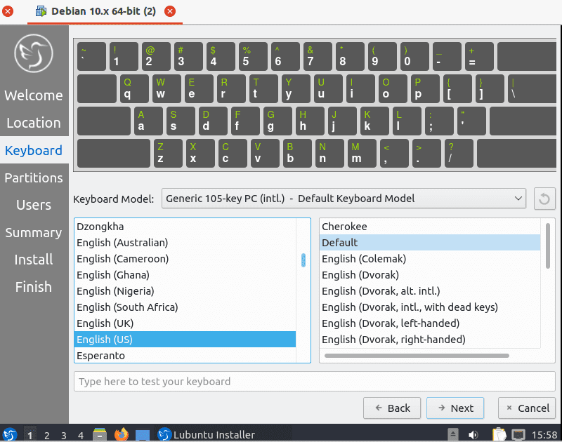 Keyboard layout selection