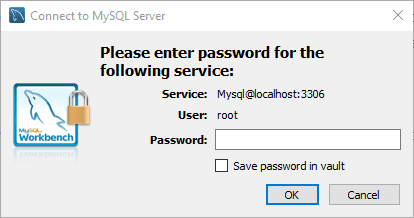 MySQL Enter Credentials to connect to Database Server