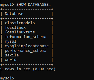 Show existing databases