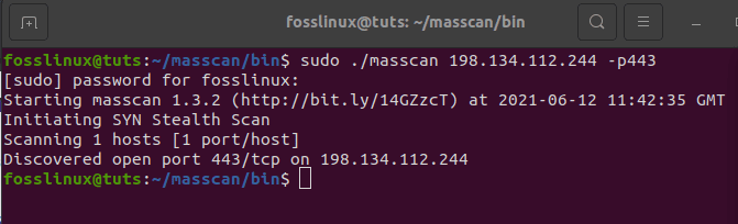 first single port masscan scan