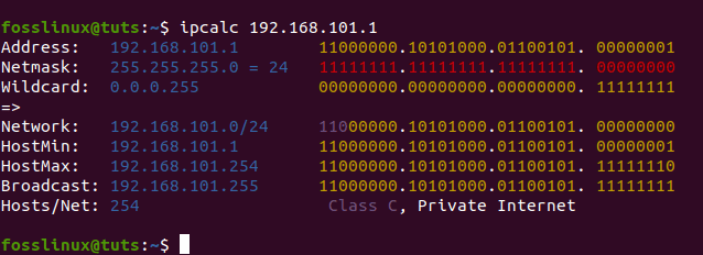 using the Ipcalc to find network range