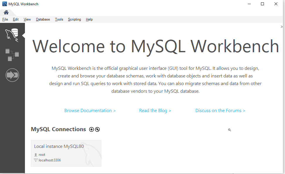 MySQL Workbench Screen