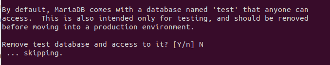 Leaving the _test_ default database shipped with mariadb