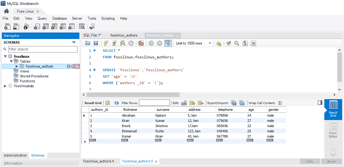 MySQL Click the highlighted table icon