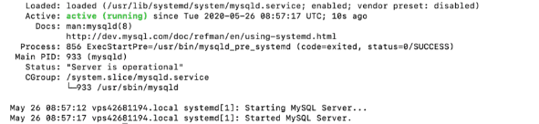 mysql running status check on centos 7 