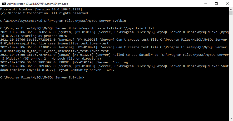 navigate to mysql server directory, restart mysql server and apply the new config file