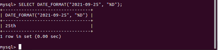 MySQL Show day of the month numerically