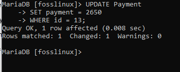Updating payment of user 13