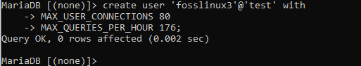 assigining resource limits to the database