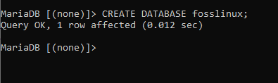 create a database called fosslinux