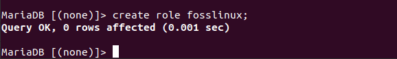 creating a role in MariaDB