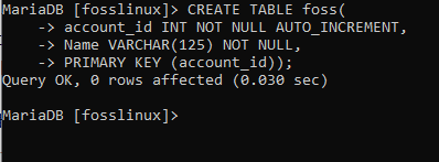 creating the foss table