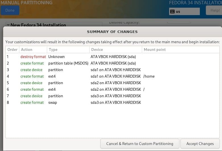 Installation disk changes