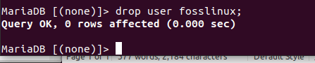 dropping a user in MariDB