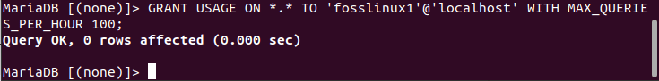 granting privileges to fosslinux1