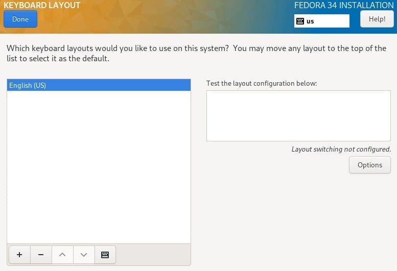 Fedora keyboard layout