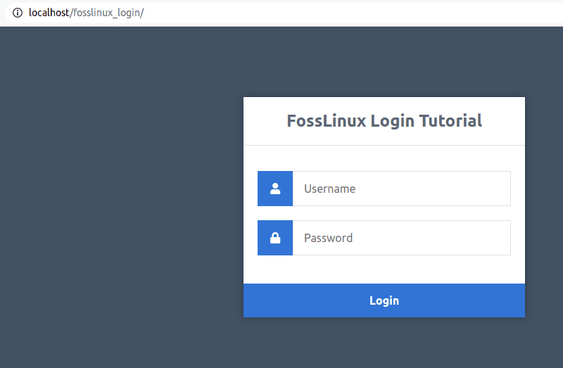 login form page with CSS styling implemented