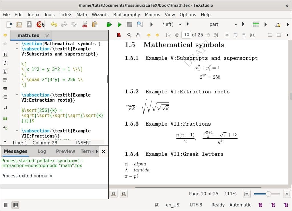 LaTeX Math symbols