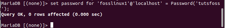 setting a password to fosslinux1