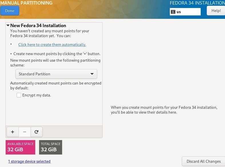 Manual partitioning