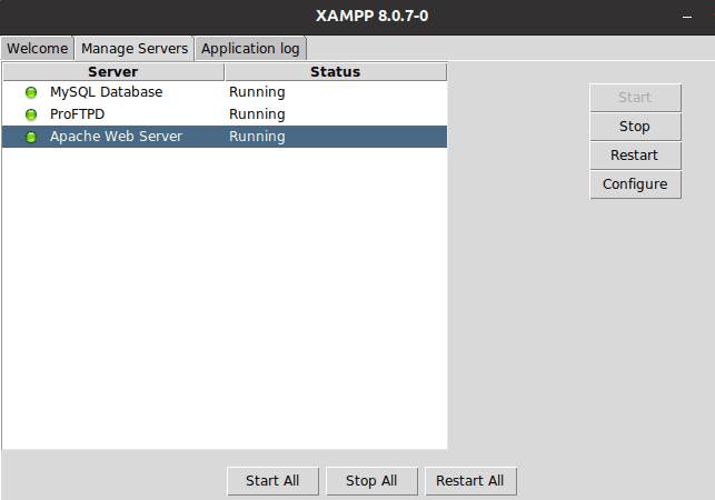 xampp three servers statuses