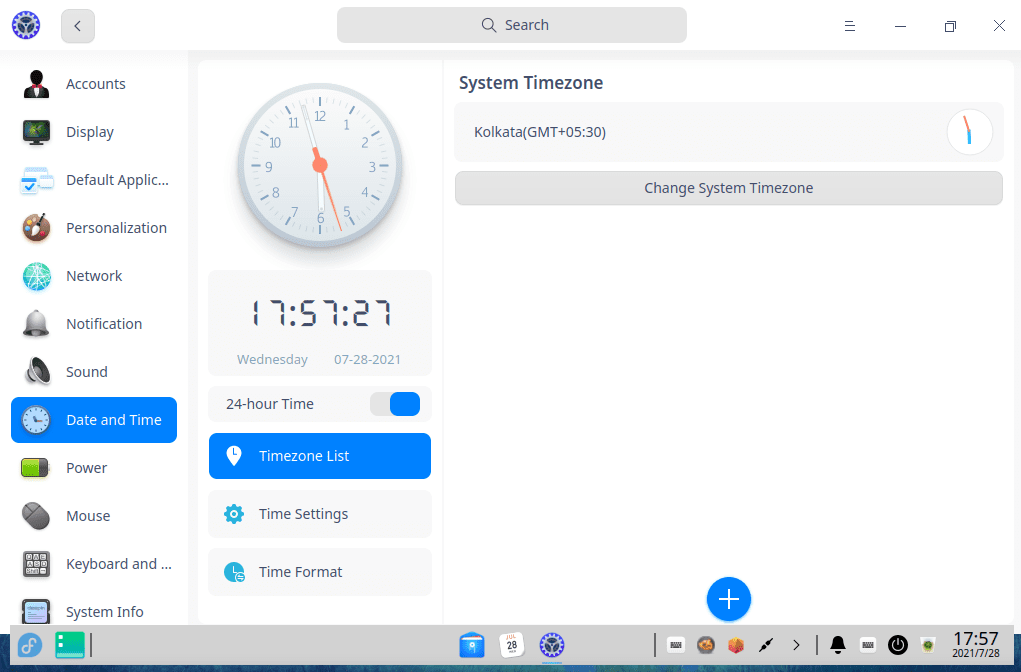 24. deepin control center date and time