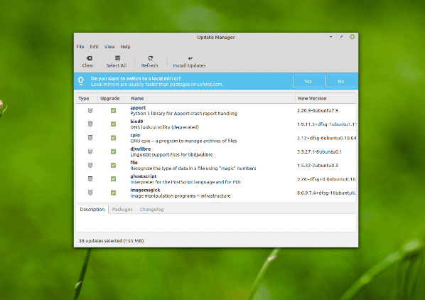 cinnamon 5.0 flexible update manager