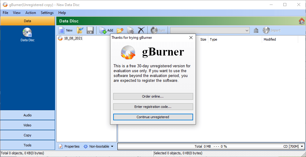 gburner continue unregistered