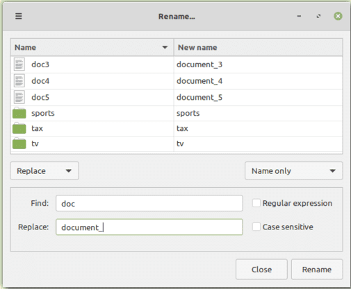 how to rename multiple files in linux mint 20.2