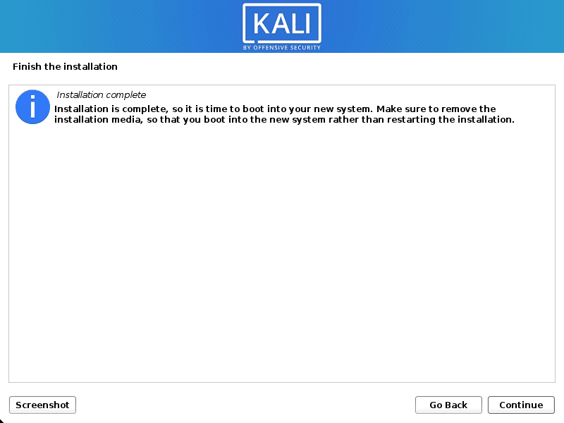 kali linux complete installation
