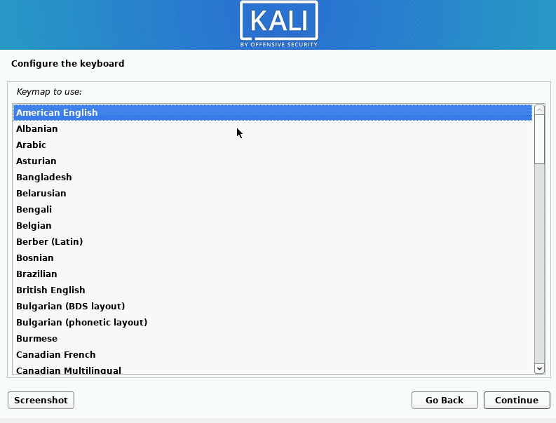 kali linux configure keyboard