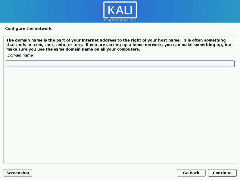 kali linux configure the domain name