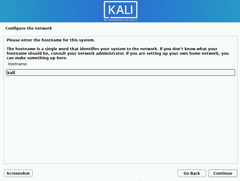 kali linux configure the hostname